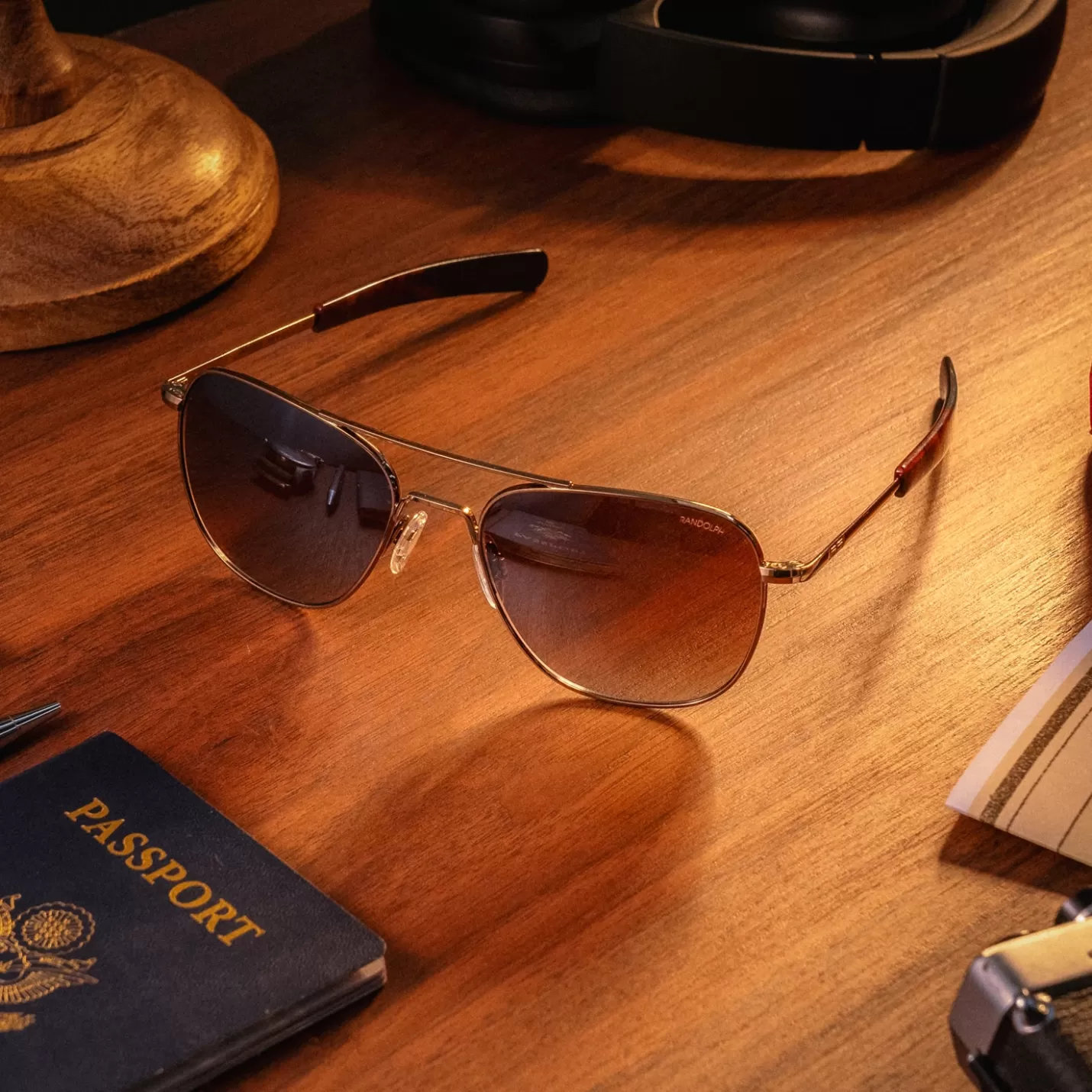 Randolph Engineering Aviator - 22k Chocolate Gold & Cape Sand - Prescription Sunglasses | Aviator | Shop By Size