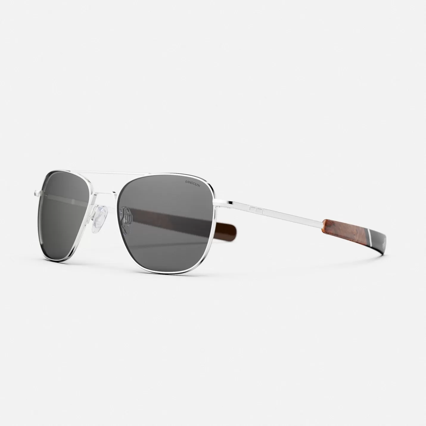 Randolph Engineering Aviator - 23k White Gold & American Gray with Jetway Temples | Women Aviator | Men’s Sunglasses