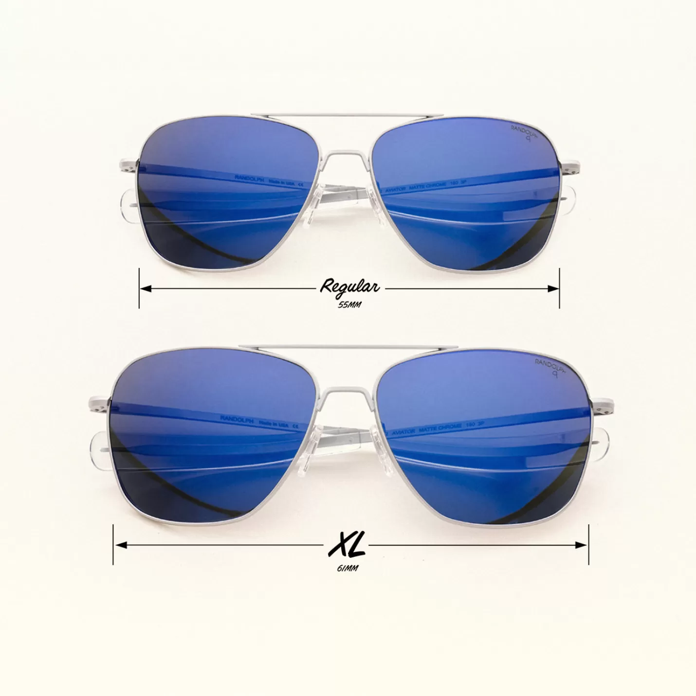 Randolph Engineering Aviator - Matte Chrome & Atlantic Blue - Prescription Sunglasses | Aviator | Shop By Size