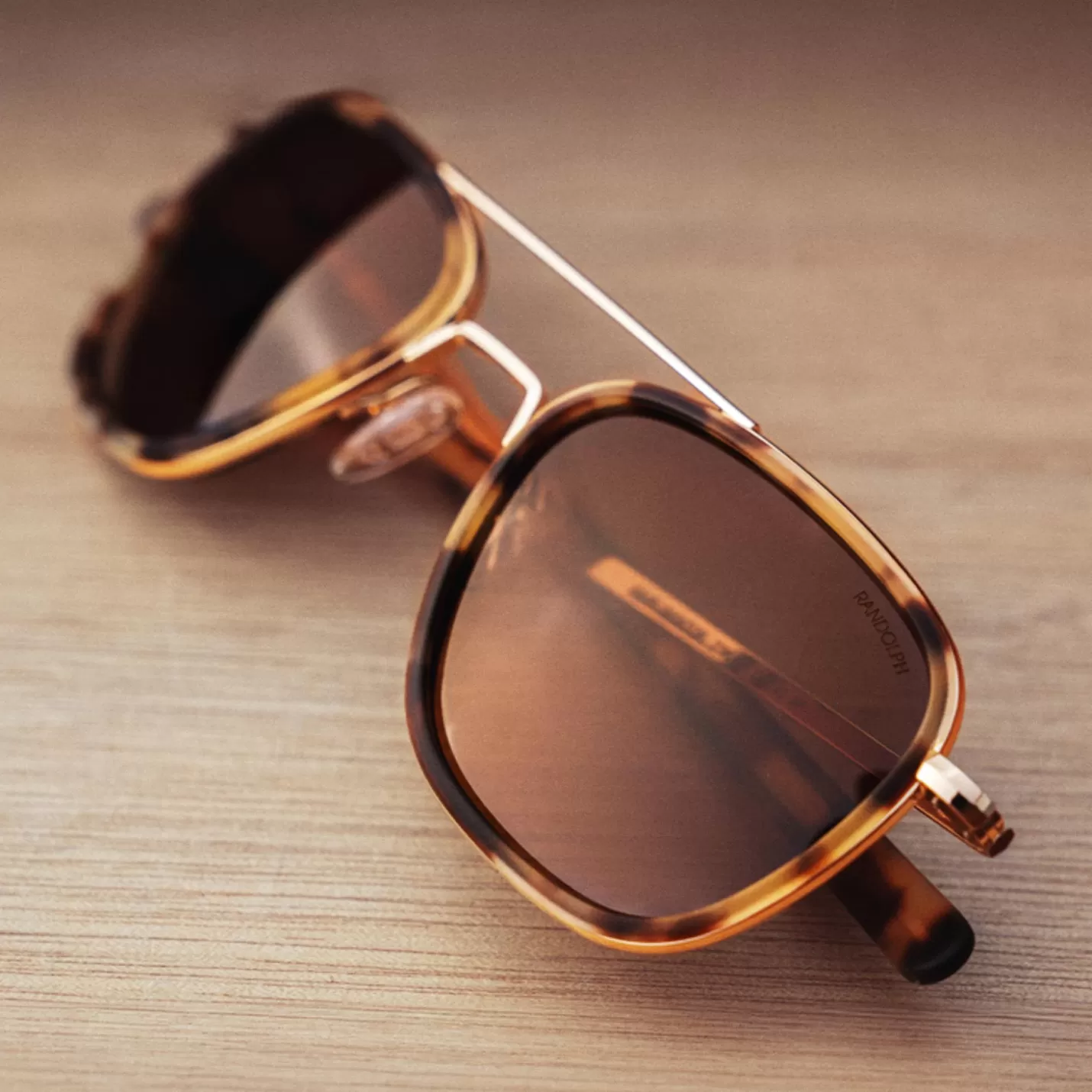 Randolph Engineering Aviator Fusion - 23k Gold & Dark Caramel Tortoise Inlay & Cape Sand | Women Aviator | Men’s Sunglasses
