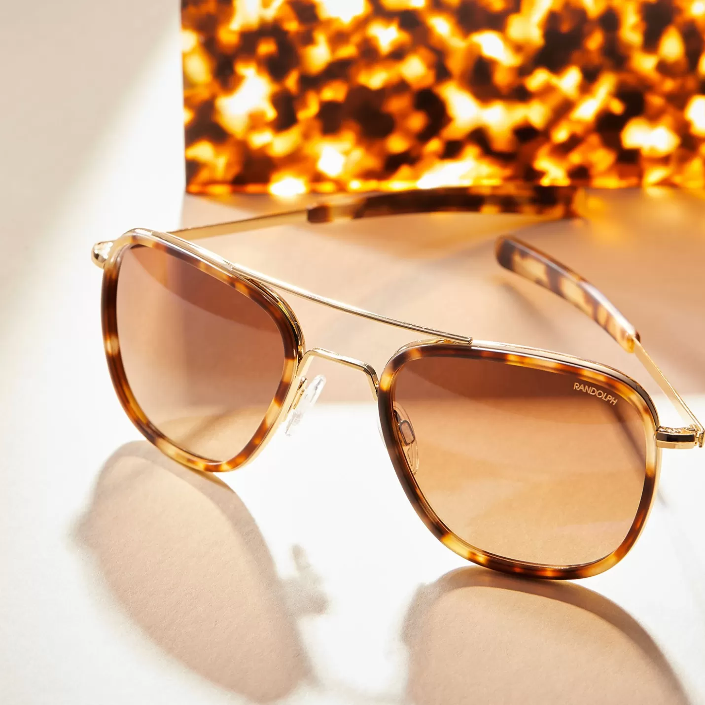 Randolph Engineering Aviator Fusion - 22k Rose Gold & Rose Tortoise Inlay & Rose Gold | Women Aviator | Men’s Sunglasses