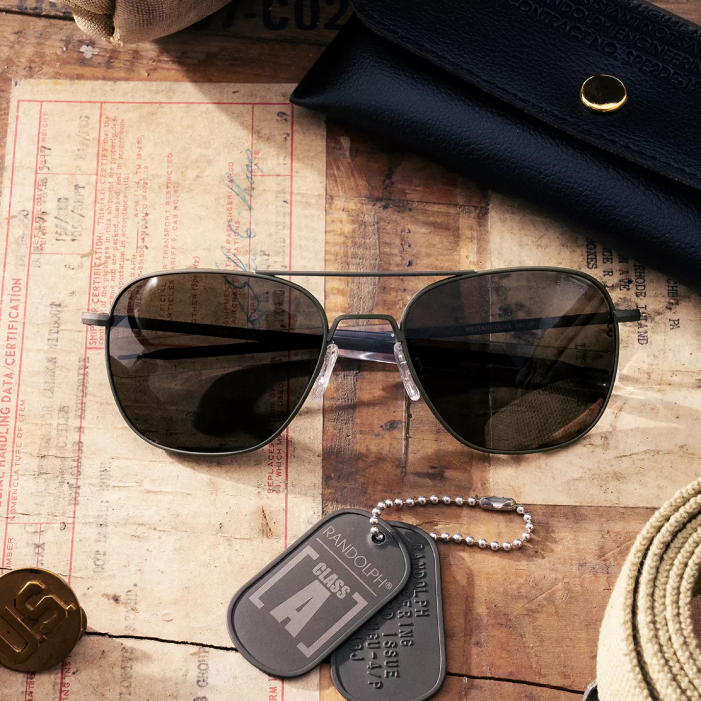 Randolph Engineering Class A Aviator - Military Olive & American Gray - Prescription Sunglasses | Aviator | Shop By Size