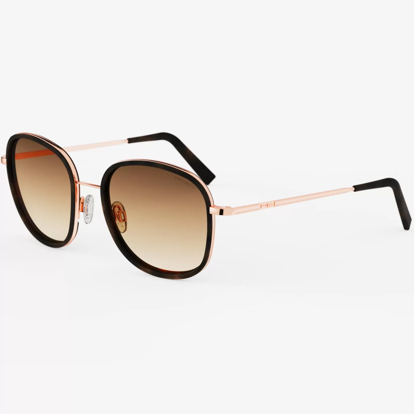 Randolph Engineering Elinor Fusion - 22k Rose Gold & Dark Chocolate Tortoise Inlay & Cape Sand | Women Women’s Sunglasses | Non-polarized Sunglasses