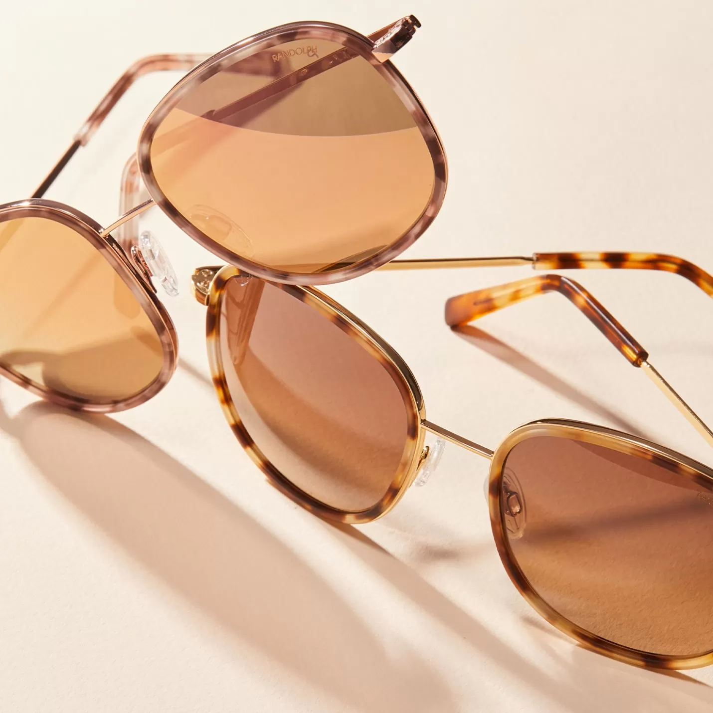 Randolph Engineering Elinor Fusion - 22k Rose Gold & Rose Tortoise Inlay & Rose Gold | Women Women’s Sunglasses | Shop By Size