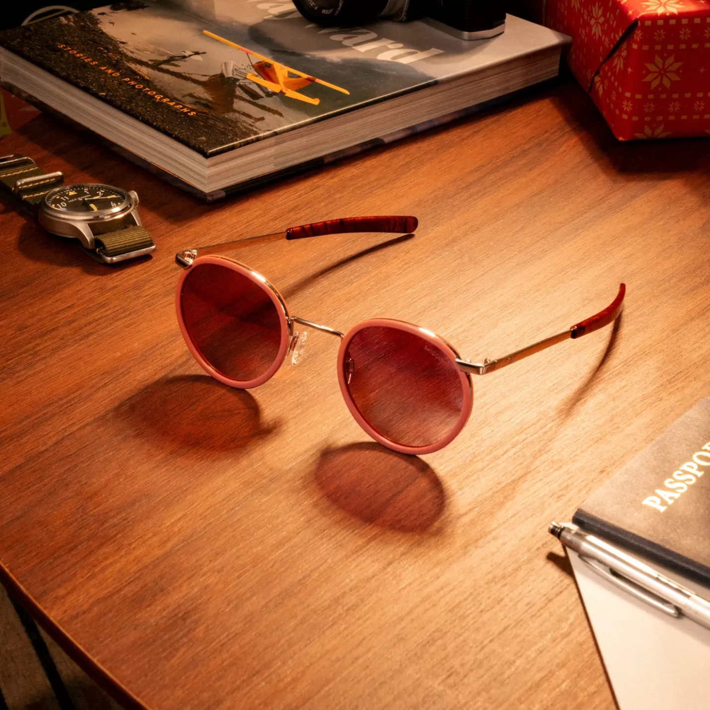 Randolph Engineering P3 Fusion - 23k White Gold & Take Off Inlay & Sunset Rose | Women Men’s Sunglasses | P3 Fusion